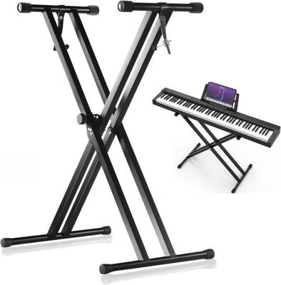 IMAGINEA Keyboard Stand for Piano Adjustable Foldable & Portable Stand with Locking Strap Double Braced Keyboard Stand