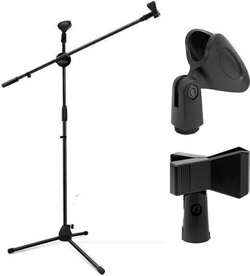 Urban Infotech 3 Leg Boom Double Microphone Stand Adjustable Mic Stand with 2 Mic Clip Microphone Stand