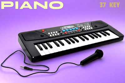 Just97 37-Key Musical Piano Keyboard with Microphone 430A1 Song Record Feaure_L705(Black)