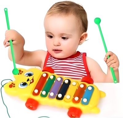 Zenex store Musical Pull Along Xylophone with 2 Mallet for Kids Fun Activity and Play|(Multicolor)