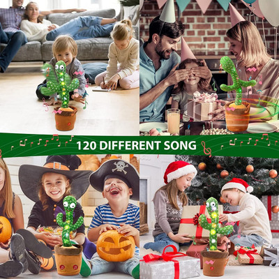Toyvala Dancing Cactus Musical Toy Can Sing, Wriggle & Repeat The Recording-242(Green, Brown)