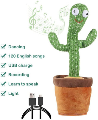 AS TRADERS Cactus Toy Talking Cactus Plant Plush Toy Dancing Cactus 420(Green)