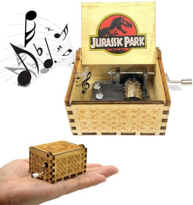 Mubco Jurassic Park Music Box Wooden Laser Engraved Vintage Hand Cranked Musical Box(Beige)