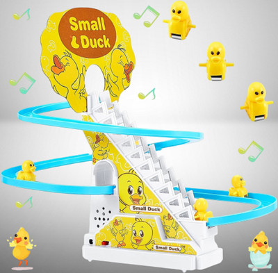 KAVANA Duck Track Slide Toys - Funny Automatic Stair-Climbing Ducks(Yellow)
