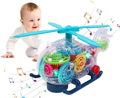 Toyvala Transparent Helicopter Concept Toy 360° Gear Move With Sound & Lights-42(Multicolor)