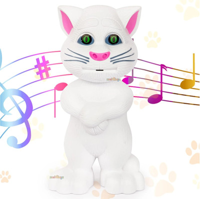 TOYACHI Talking Tom Cat Toy for Kids | Voice Repeating | Touch Activated 178(White)