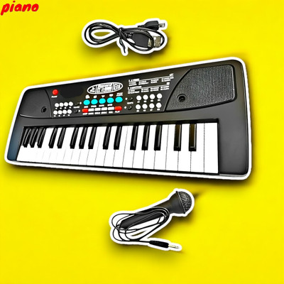 Just97 37-Key Musical Piano Keyboard with Microphone 430A1 Song Record Feaure_L133(Black)