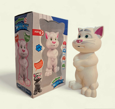 BIGMET 0002 TALKING TOM CAT RECORDING STORY MUSIC TOUCH SENSITIVE TOY(White)