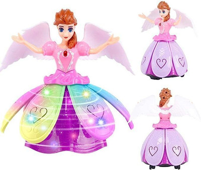 Mahi Zone Musical Angel Princess Toy Doll 360° Rotation Feature & 3D LED Lights_D20(Multicolor)