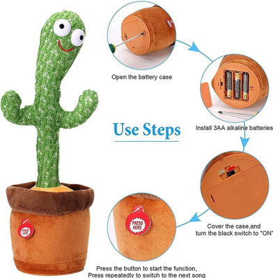 Sonpal Toys Dancing Cactus Talking Toy, Cactus Plush Toy, Wriggle & Singing Recording(Multicolor)