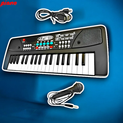 SNM97 37-Key Musical Piano Keyboard with Microphone 430A1 Song Record Feaure_P203(Black)