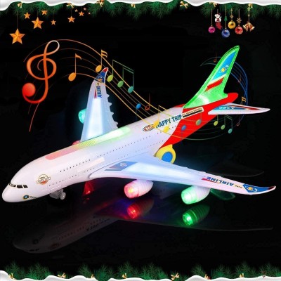 Toyporium Battery Operated Musical Aeroplane Toy for Kids with Flashing Light and Sound|29(Multicolor)