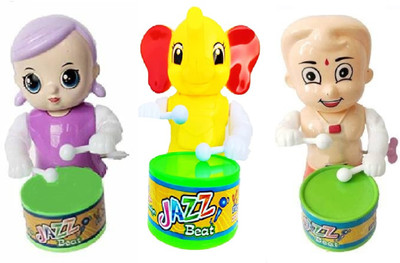 PRV TOYS MS TOYS elephent Dancing-Musical/Drum Toy,Key Operated.Fun Toy for Kids Rattle(Multicolor)