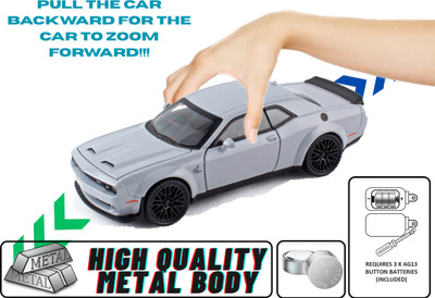 Joy Junction 1:32 Helcat Model Metal Pullback Toy car with Openable Doors & Light Music(Grey)