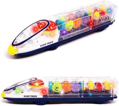 Aapaga Transparent Gear Train with Led Light, music, 360Degree Rotation, Bump & Go Toys(Multicolor)