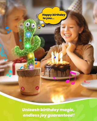 Toyvala Dancing Talking Cactus Plush Toy, Wriggle, Singing, Repeats What You Say-899(Green, Brown)