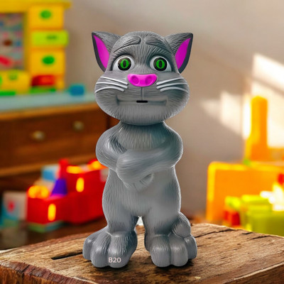 Just97 Talking Tom Cat Toy For Kids Intelligent Speaking Repeats & Music_411(Grey)