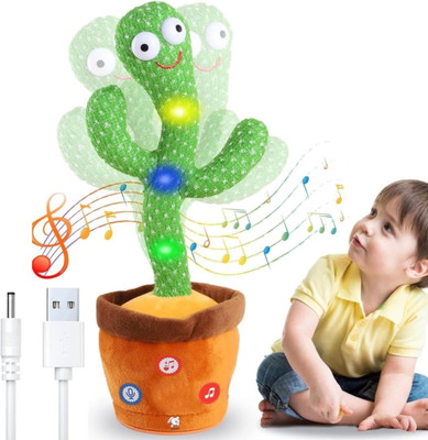 Bachpan dancing cactus toy singing talking plush rechargeable interactive musical(Green)
