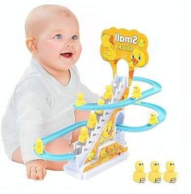KAVANA Small Duck Musical Duck Toy icluded 3 Ducks slideswith Music & Lights for Kids(Yellow)