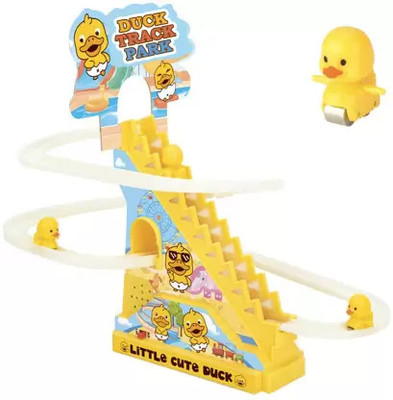 Kamy Traders Electric 3 Duck Slide Climbing Stairs Race Track Game Set Roller Coaster Toy(Multicolor)