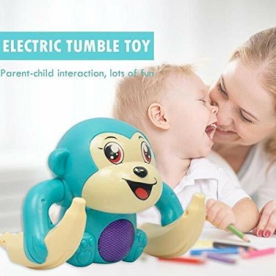 Toyvala Dancing and Spinning Rolling Doll Tumble Monkey Toy Voice Control Banana Monkey with Musical Toy with Light and Sound Effects and Sound Sensor(Multicolor)