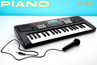 Just97 37-Key Musical Piano Keyboard with Microphone 430A1 Song Record Feaure_L721(Black)