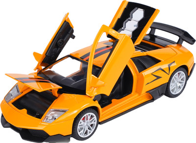 Joy Junction 1:32 Alloy Metal Pull Back Toy car with Openable Doors & Light Music (Orange)(Orange)