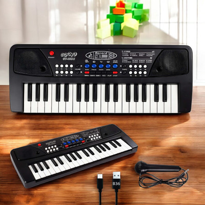SNM97 37-Key Musical Piano Keyboard with Microphone Songs Recording for Kids_P194(Black)