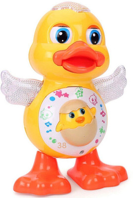 Kid Kraze Dancing Duck With Music and 3D Flashing Lights For Babies, Girls and Boys DK52(Yellow)