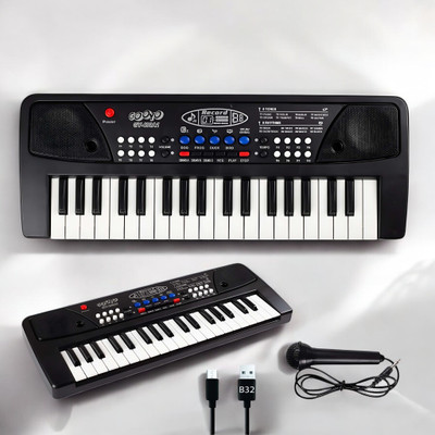 SNM97 37-Key Musical Piano Keyboard with Microphone Songs Recording for Kids_L429(Black)