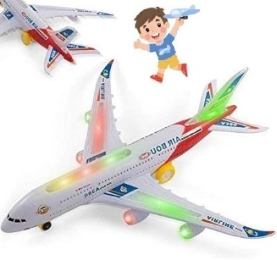 Toyporium Musical Airbus A380 Battery Operated Toy Plane with Lights & Sounds for Kids|T16(White)