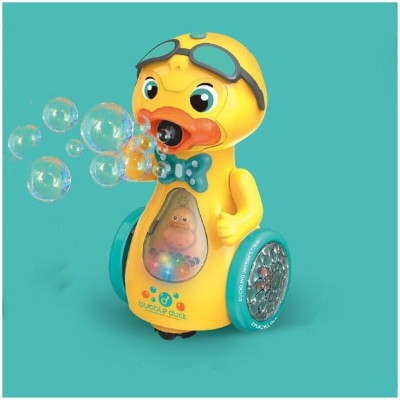 Barkati Automatic Bubble Machine Electric Gimbal Bubble Duck Toy with Light Musical(Yellow)