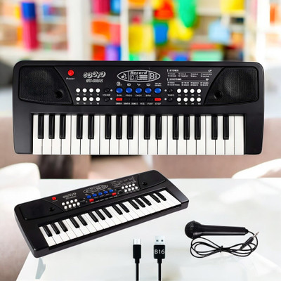 Mahi Zone 37-Key Musical Piano Keyboard with Microphone Songs Recording for Kids_R353(Black)