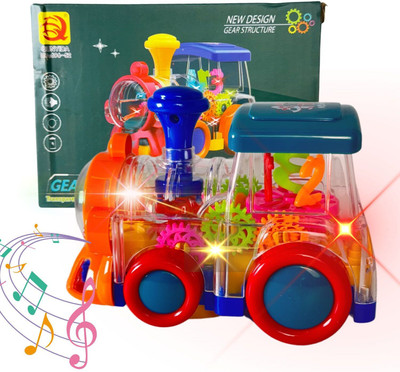 MM toys Mini Musical Engine Toy Train | 3D Lights & Sound | Transparent Bump & Go Train(Multicolor)