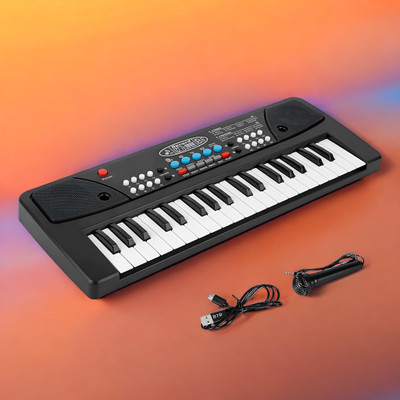 Just97 37-Key Musical Piano Keyboard with Microphone Songs Recording for Kids_P48(Black)