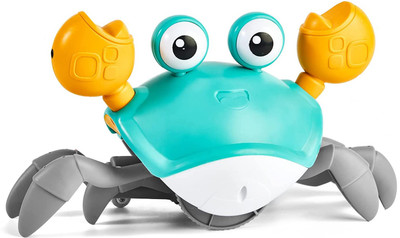 KIDOLOGY Crawling Crab Toy with Automatically Avoid Obstacles Music Light Up USB Kids Toy(Green)