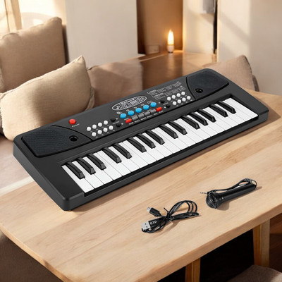 SNM97 37-Key Musical Piano Keyboard with Microphone Songs Recording for Kids_B212(Black)