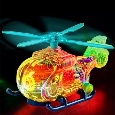 Toyvala Transparent 3D Helicopter 360° Rotating with Flashing LED Lights and Music-J(Multicolor)