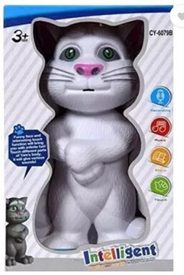 AKFLICKS Talking Tom Cat Toy for Kids Speaking Repeats What You Say - Best Gift (white)(Grey)
