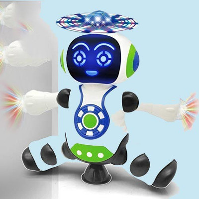 Toyvala Dancing Robot With Music, 3D Flashing Lights,360° Rotation Toy Robot For Kids-Y(Multicolor)