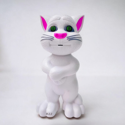 Mahi Zone Talking Tom Cat Toy For Kids Intelligent Speaking Repeats & Music_M763(White)