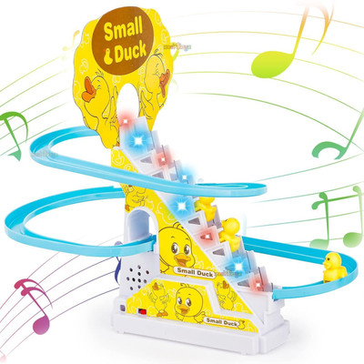 KAVANA Little Lovely Duck Slide Escalator Toy with Lights and Music(Yellow)