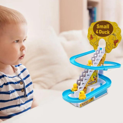 KAVANA Little Lovely Duck Slide Toy Escalator Toy with Lights and Music(Yellow)