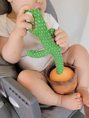 Haulsale Dancing Talking Cactus Plush Toy, Wriggle, Singing, Repeats What You Say-922(Green, Brown)