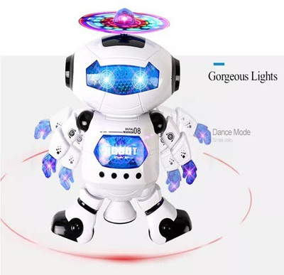Toyvala Dancing Robot With Music, 3D Flashing Lights,360° Rotation Toy Robot For Kids-GI(Multicolor)