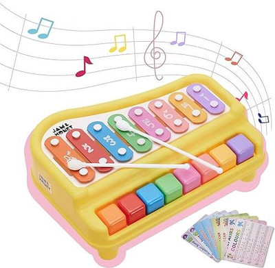 Amaflip Xylophone/Piano for Babies | 2 Sticks | 8 Multi-Colored Keys(Multicolor)