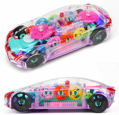 HouseOfCommon Transparent Musical Concept Racing Car with 3D Flashing LED Lights for Kids-500(Multicolor)