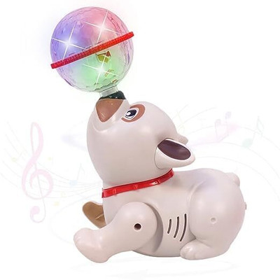 Ridhimani Dog Dancing Toy with Musical Sound & Flashing Lights | 360 Degree Rotating Puppy(White)