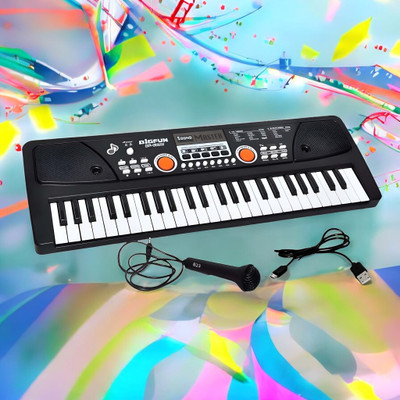 Just97 49-Keys Musical Piano with Mic for Kids Analog Portable Keyboard For Kids_A75(Black)