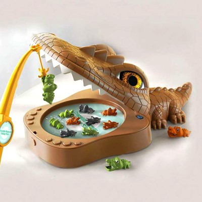 RAINBOW RIDERS Crocodile Magnetic Fishing Plate Interactive Suspension Panel Model with Music(Brown)